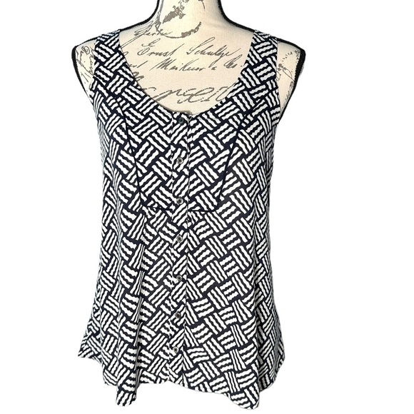Maeve Tops - 🌟 Maeve | Navy & White Geometric Tank Top - Lightweight, Size S 🌟